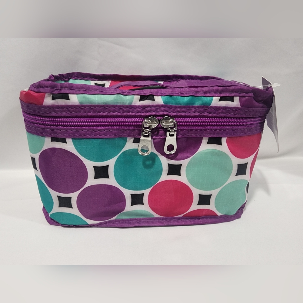 Colorful Polka Dot Women's Cosmetic Zipper Bag Train Case New Modella